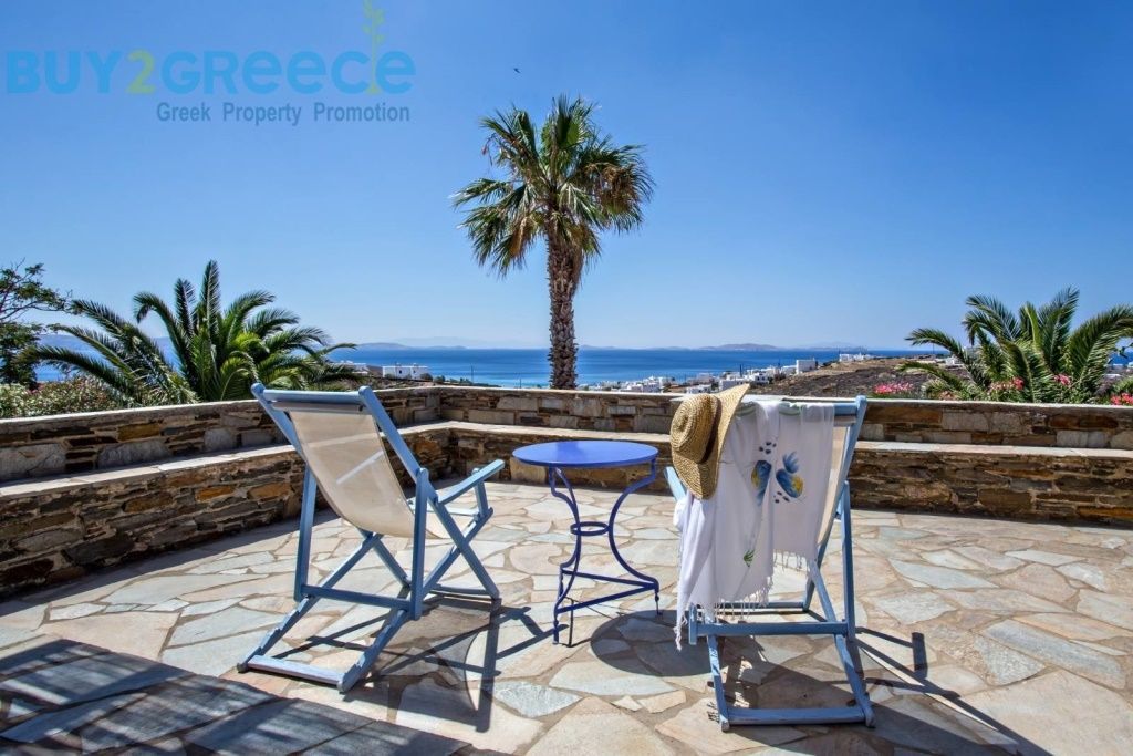 Hotel terrace with sea view, Tinos